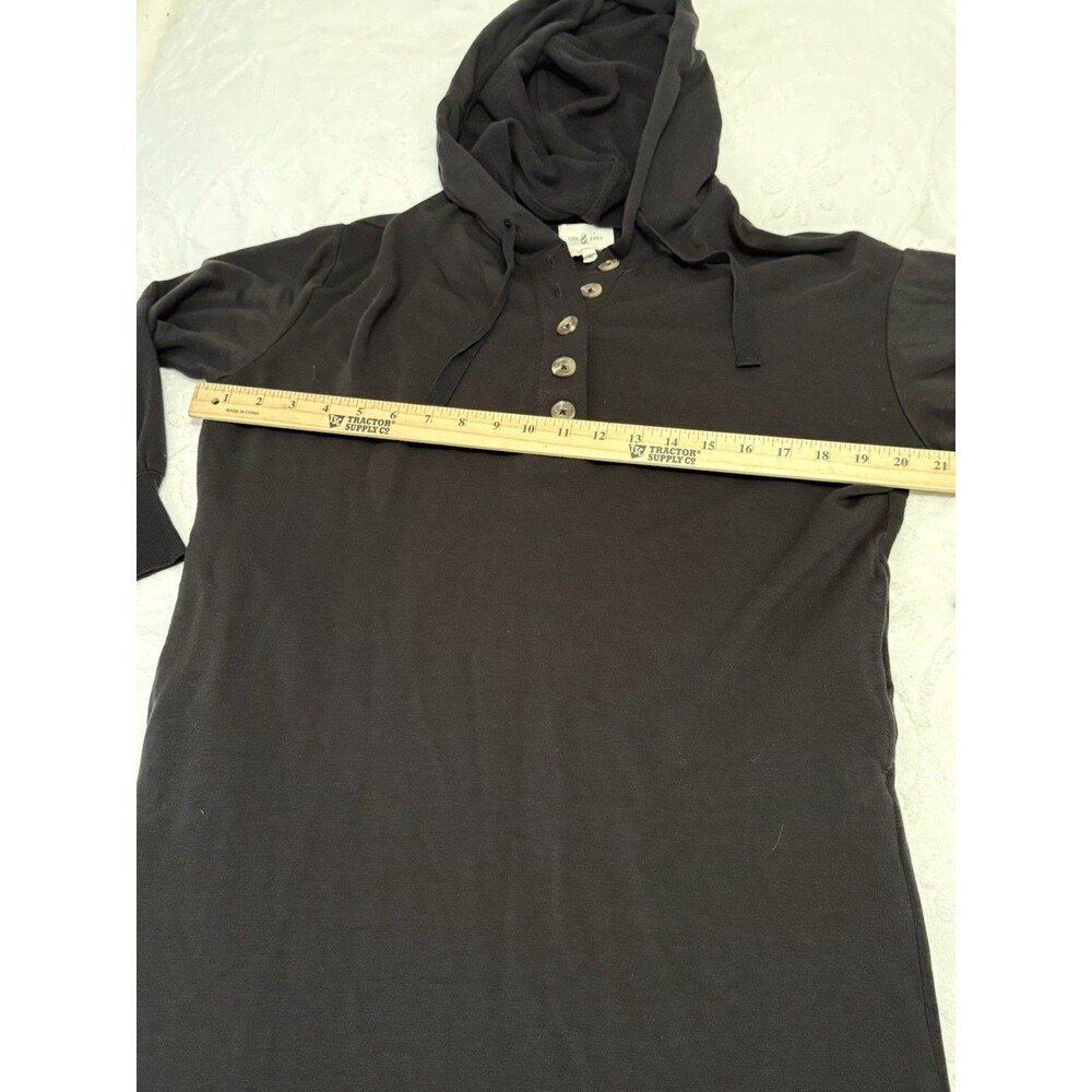 EUC Lou & Grey Hooded Henley Sweatshirt Dress S Black Cozy Athleisure Fall - Picture 14 of 16